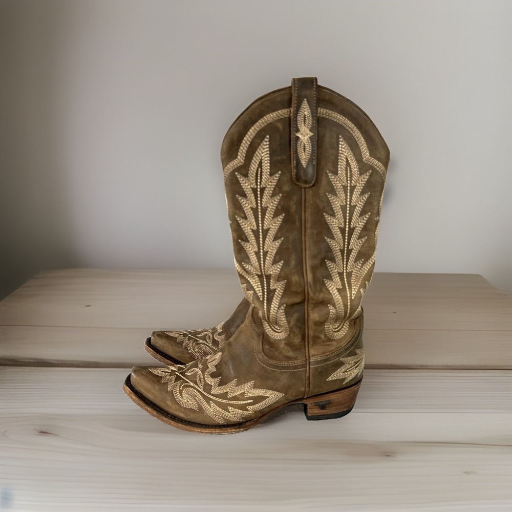 Lane LEXINGTON Cowboy Boots Brown Western Rodeo Cowgirl Mid Calf Women's 7.5